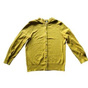 J. Crew Womens Chartreuse Cardigan Sweater M Button Front Cotton Blend